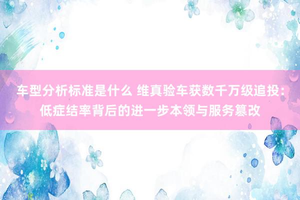 车型分析标准是什么 维真验车获数千万级追投：低症结率背后的进一步本领与服务篡改