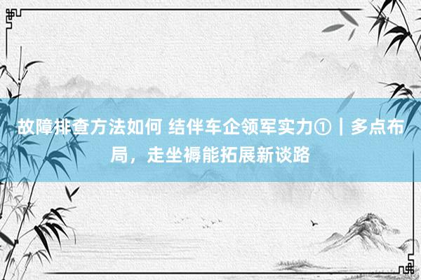 故障排查方法如何 结伴车企领军实力①｜多点布局，走坐褥能拓展新谈路