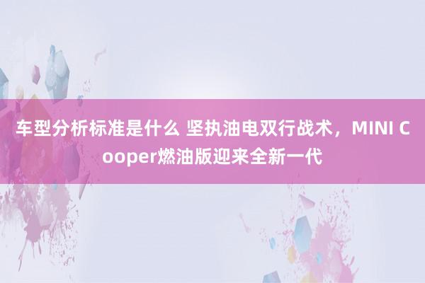 车型分析标准是什么 坚执油电双行战术，MINI Cooper燃油版迎来全新一代