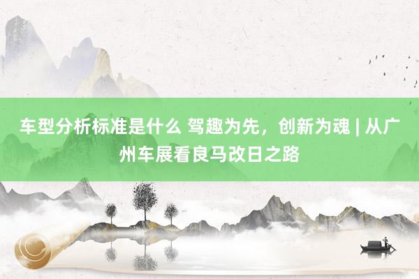 车型分析标准是什么 驾趣为先，创新为魂 | 从广州车展看良马改日之路