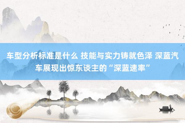 车型分析标准是什么 技能与实力铸就色泽 深蓝汽车展现出惊东谈主的“深蓝速率”