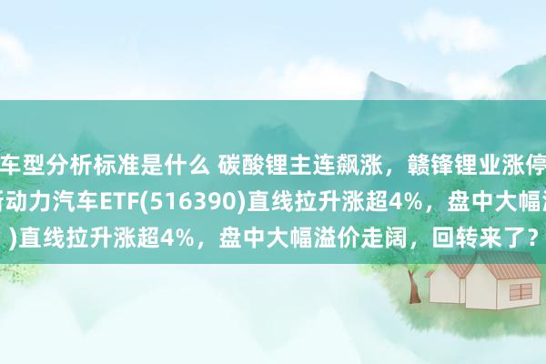 车型分析标准是什么 碳酸锂主连飙涨，赣锋锂业涨停、宁德时期涨3%，新动力汽车ETF(516390)直线拉升涨超4%，盘中大幅溢价走阔，回转来了？