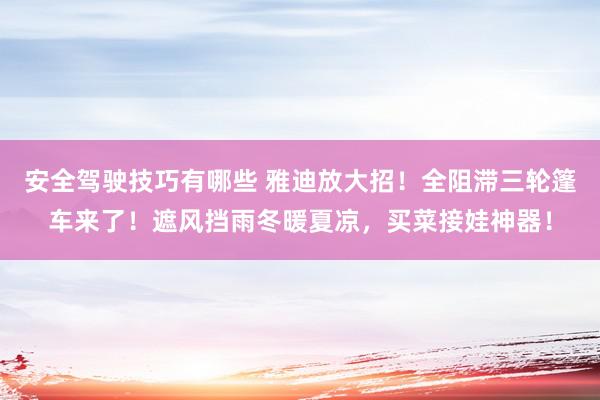 安全驾驶技巧有哪些 雅迪放大招！全阻滞三轮篷车来了！遮风挡雨冬暖夏凉，买菜接娃神器！