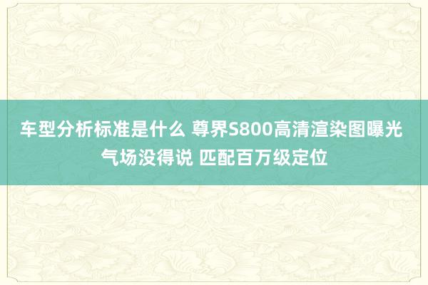 车型分析标准是什么 尊界S800高清渲染图曝光 气场没得说 匹配百万级定位