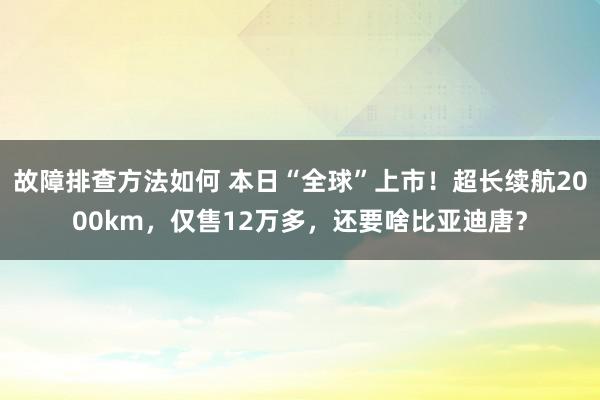 故障排查方法如何 本日“全球”上市！超长续航2000km，仅售12万多，还要啥比亚迪唐？