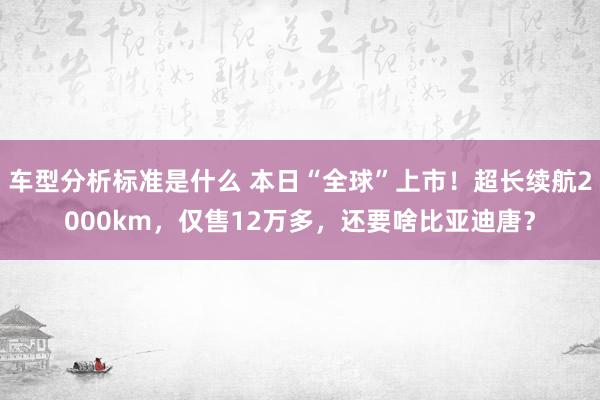 车型分析标准是什么 本日“全球”上市！超长续航2000km，仅售12万多，还要啥比亚迪唐？