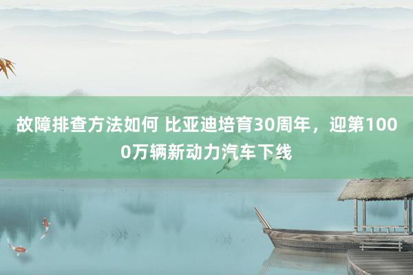 故障排查方法如何 比亚迪培育30周年，迎第1000万辆新动力汽车下线