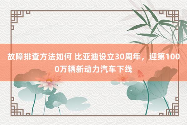 故障排查方法如何 比亚迪设立30周年，迎第1000万辆新动力汽车下线