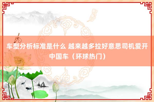 车型分析标准是什么 越来越多拉好意思司机爱开中国车（环球热门）