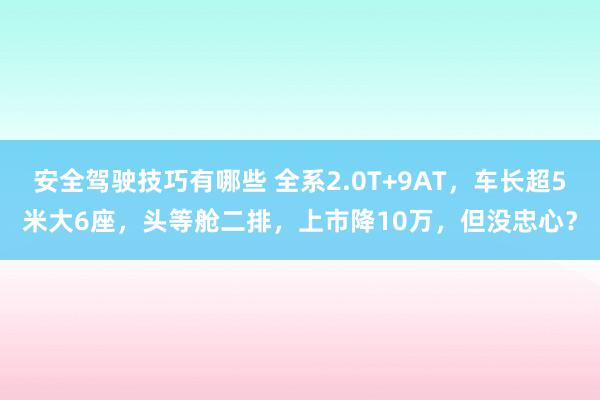 安全驾驶技巧有哪些 全系2.0T+9AT，车长超5米大6座，头等舱二排，上市降10万，但没忠心？