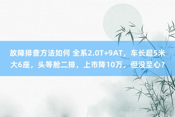 故障排查方法如何 全系2.0T+9AT，车长超5米大6座，头等舱二排，上市降10万，但没至心？