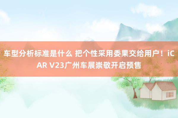 车型分析标准是什么 把个性采用委果交给用户！iCAR V23广州车展崇敬开启预售