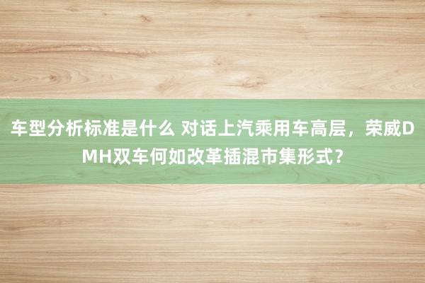 车型分析标准是什么 对话上汽乘用车高层，荣威DMH双车何如改革插混市集形式？