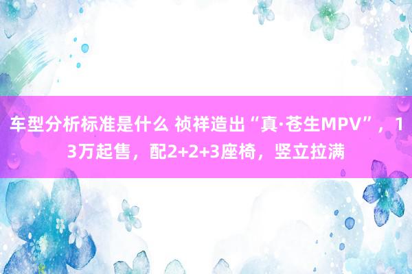 车型分析标准是什么 祯祥造出“真·苍生MPV”，13万起售，配2+2+3座椅，竖立拉满