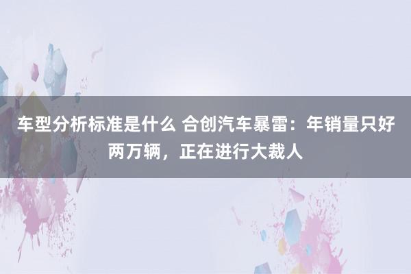 车型分析标准是什么 合创汽车暴雷：年销量只好两万辆，正在进行大裁人