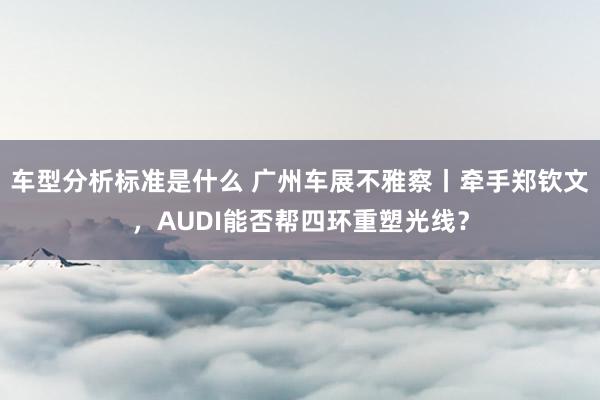 车型分析标准是什么 广州车展不雅察丨牵手郑钦文，AUDI能否帮四环重塑光线？