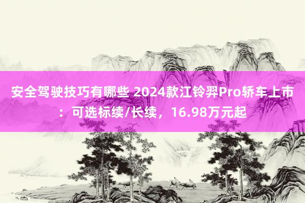 安全驾驶技巧有哪些 2024款江铃羿Pro轿车上市：可选标续/长续，16.98万元起