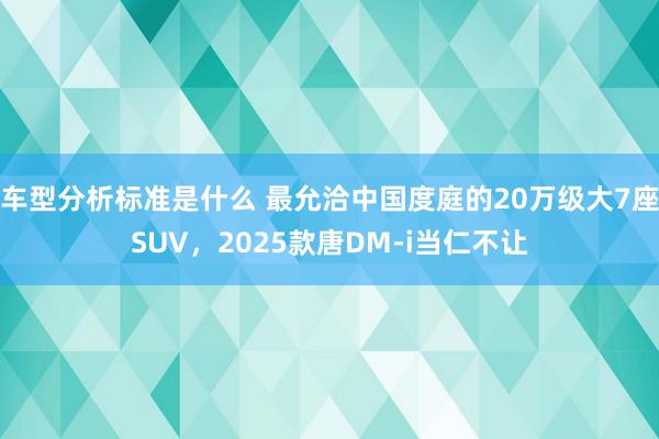 车型分析标准是什么 最允洽中国度庭的20万级大7座SUV，2025款唐DM-i当仁不让