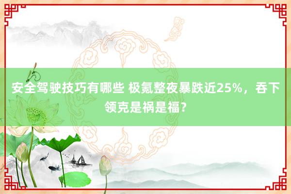 安全驾驶技巧有哪些 极氪整夜暴跌近25%，吞下领克是祸是福？