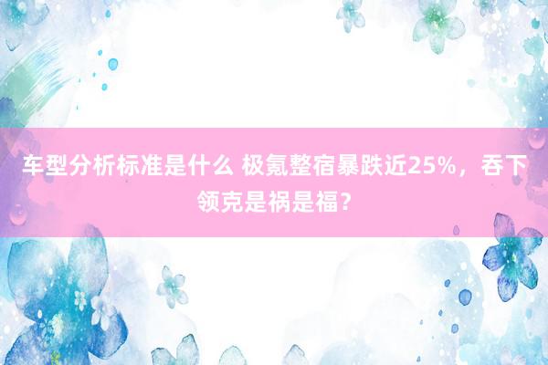 车型分析标准是什么 极氪整宿暴跌近25%，吞下领克是祸是福？