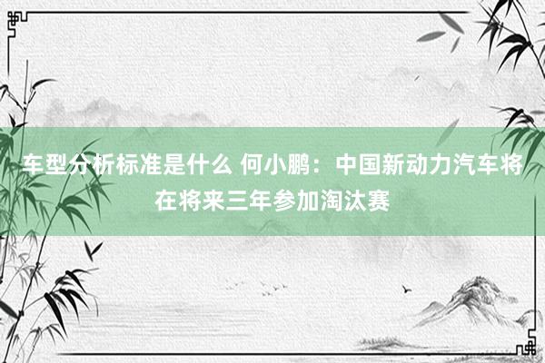 车型分析标准是什么 何小鹏：中国新动力汽车将在将来三年参加淘汰赛