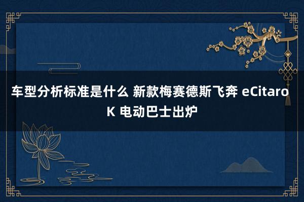 车型分析标准是什么 新款梅赛德斯飞奔 eCitaro K 电动巴士出炉