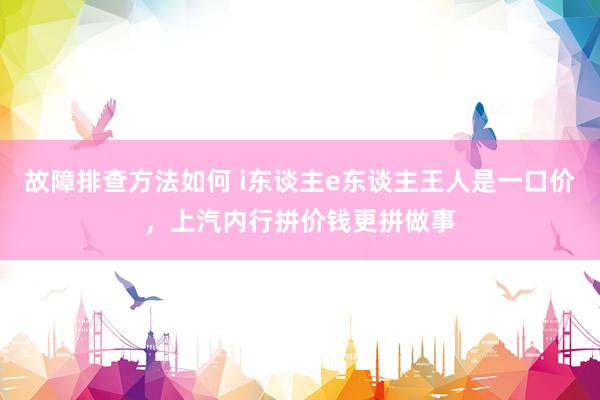 故障排查方法如何 i东谈主e东谈主王人是一口价，上汽内行拼价钱更拼做事