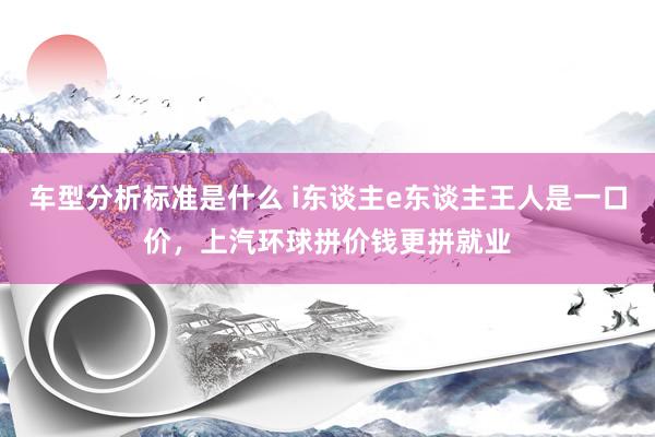 车型分析标准是什么 i东谈主e东谈主王人是一口价，上汽环球拼价钱更拼就业