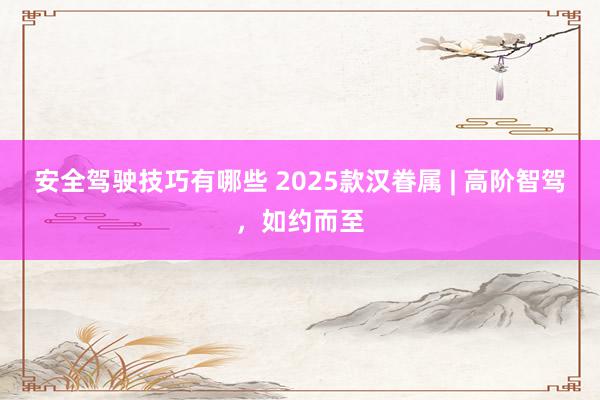 安全驾驶技巧有哪些 2025款汉眷属 | 高阶智驾，如约而至