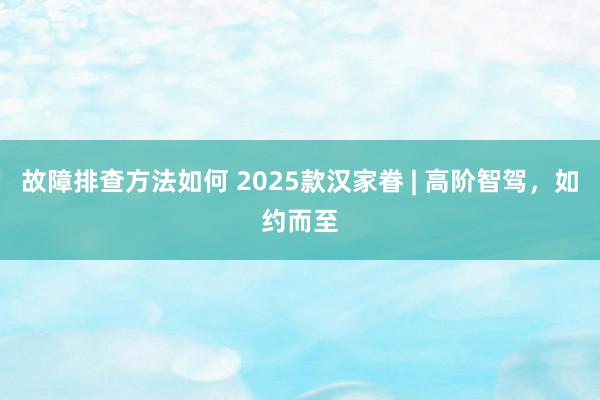 故障排查方法如何 2025款汉家眷 | 高阶智驾，如约而至