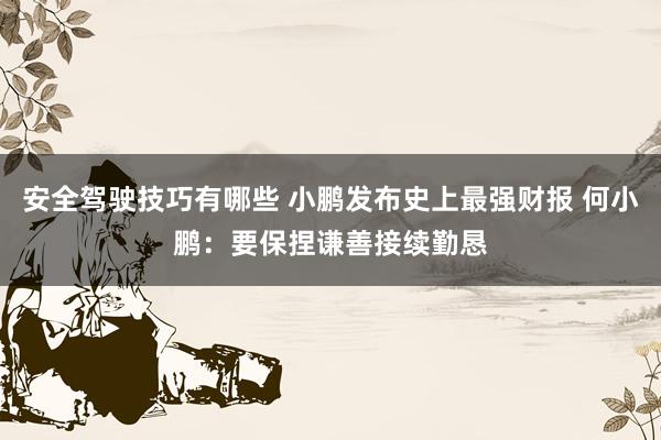 安全驾驶技巧有哪些 小鹏发布史上最强财报 何小鹏：要保捏谦善接续勤恳