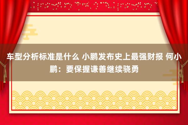 车型分析标准是什么 小鹏发布史上最强财报 何小鹏：要保握谦善继续骁勇