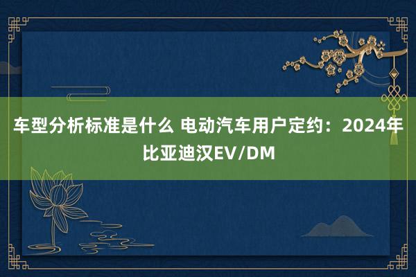 车型分析标准是什么 电动汽车用户定约：2024年比亚迪汉EV/DM