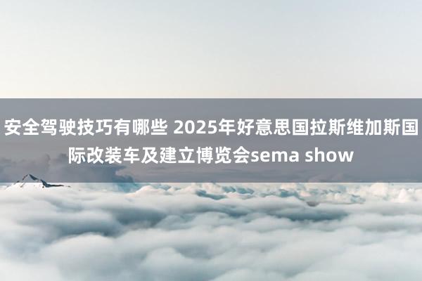 安全驾驶技巧有哪些 2025年好意思国拉斯维加斯国际改装车及建立博览会sema show