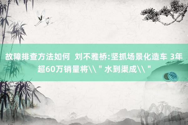 故障排查方法如何  刘不雅桥:坚抓场景化造车 3年超60万销量将\＂水到渠成\＂