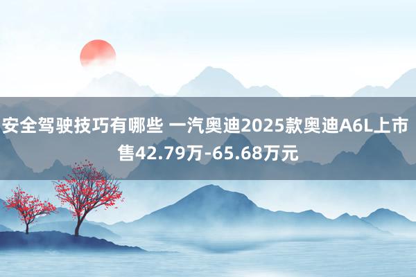 安全驾驶技巧有哪些 一汽奥迪2025款奥迪A6L上市 售42.79万-65.68万元