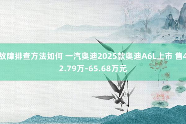 故障排查方法如何 一汽奥迪2025款奥迪A6L上市 售42.79万-65.68万元