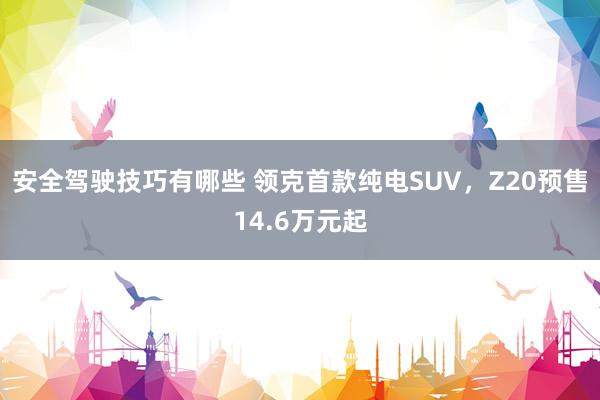 安全驾驶技巧有哪些 领克首款纯电SUV，Z20预售14.6万元起