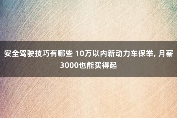 安全驾驶技巧有哪些 10万以内新动力车保举, 月薪3000也能买得起