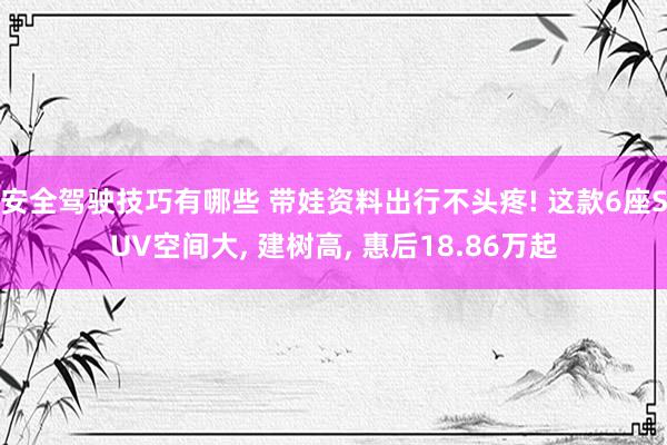 安全驾驶技巧有哪些 带娃资料出行不头疼! 这款6座SUV空间大, 建树高, 惠后18.86万起