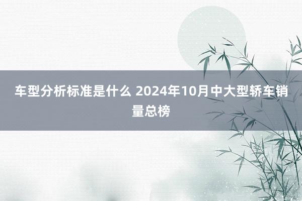 车型分析标准是什么 2024年10月中大型轿车销量总榜