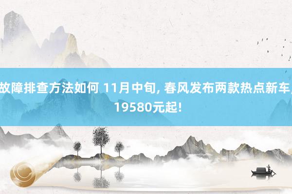 故障排查方法如何 11月中旬, 春风发布两款热点新车, 19580元起!