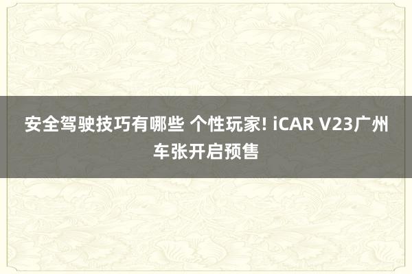 安全驾驶技巧有哪些 个性玩家! iCAR V23广州车张开启预售