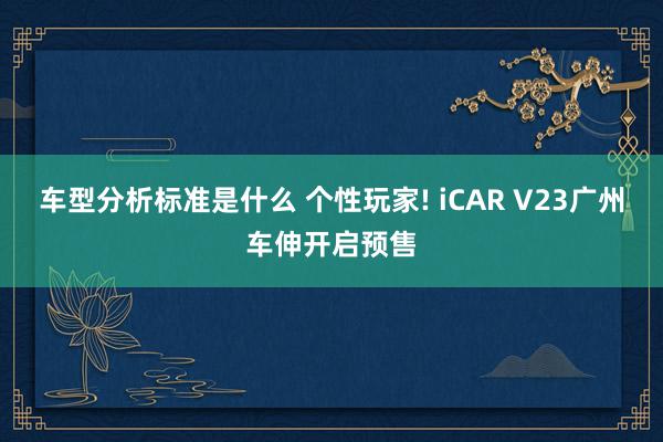 车型分析标准是什么 个性玩家! iCAR V23广州车伸开启预售