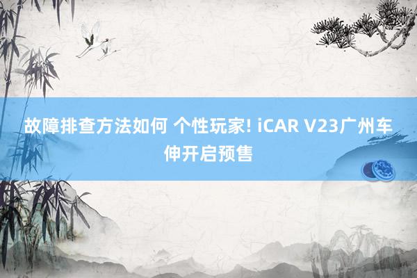 故障排查方法如何 个性玩家! iCAR V23广州车伸开启预售