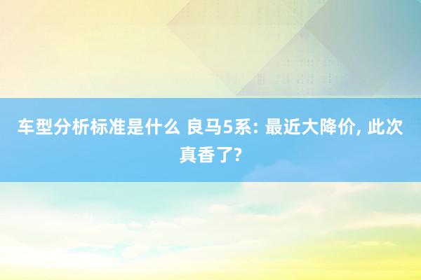 车型分析标准是什么 良马5系: 最近大降价, 此次真香了?