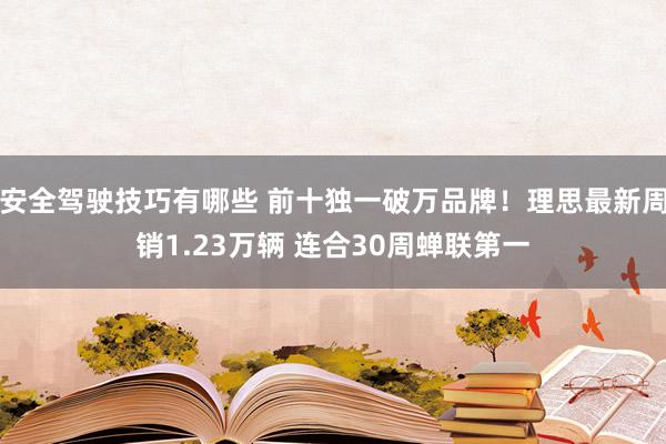 安全驾驶技巧有哪些 前十独一破万品牌！理思最新周销1.23万辆 连合30周蝉联第一