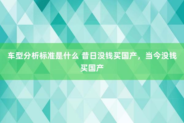 车型分析标准是什么 昔日没钱买国产，当今没钱买国产