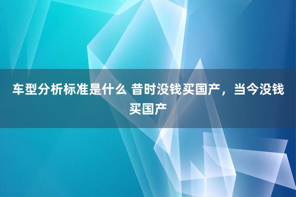 车型分析标准是什么 昔时没钱买国产，当今没钱买国产