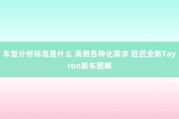 车型分析标准是什么 高傲各种化需求 巨匠全新Tayron新车图解